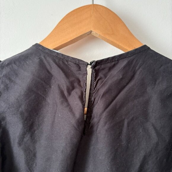 Zara Poplin Tiered Puff Sleeve Midi Dress Black Size XS - Picture 8 of 11